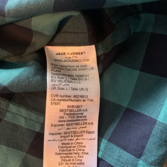 Jack and Jones Turquoise Plaid Button Down - Picture 6 of 11
